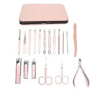 18pcs Set de manicura Juego de cortaúñas de acero inoxidable Lima de uñas cortaúñas Recogedor de orejas Recortador de cejas Kit de aseo