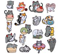 18Piezas Parches Termoadhesivos, Parches Bordados para Gato Kit de Reparación de Pantalones, Parches Ropa de Algodón, Parches Para Ropa, Gato Parches Bordados para Ropa Planchar y Coser