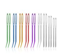 18pzs Ojo Grande Agujas Coser, Aluminio Ojo Grande Hilo Aguja Kit con Punta Recta & Curvada Herramientas Tejer Manual para Acolchar Crochet Bordar Proyectos Tapicería
