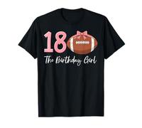 18th Birthday Girl Football Ball Coquette Pink 18 Camiseta