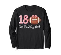 18th Birthday Girl Football Ball Coquette Pink 18 Manga Larga