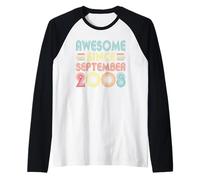 18th Birthday Idea Awesome Since September 2008 18 Years Old Camiseta Manga Raglan
