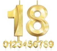 18th Vela de Cumpleaños con Purpurina Dorada y Diseño 3D - Número 0, Velas con Números, Decoración de Tarta, Vela de Tarta para Fiesta de Cumpleaños, Aniversario de Boda, Decoración de Fiesta