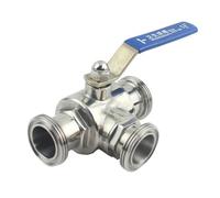 19/25/32mm SMS Connection End SUS 304 Stainless Steel Sanitary T L Port Tee 3 Ways Ball Valve Home Brew Beer(L-Port,32mm)