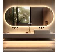 19.6x31.4 Pulgadas LED Ovalado Espejo De Maquillaje, Espejo Retroiluminado De Baño, Espejo Ovalado Iluminado De Baño, Espejo De Maquillaje Largo Con Luces, Anti-Niebla, Regulable Y Montado En Pared