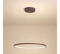 19.7" Brown 30W LED Hanging Light, Creative Metal Ring Pendant Lamp with Acrylic Decorative Lighting Shade, Living Room Suspension Lamps, Nordic Dining Room Chandeliers