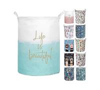 19.7in Waterproof Foldable Laundry Hamper, Dirty Clothes Laundry Basket, Linen Bin Storage Organizer for Toy Collection (Life Blue)