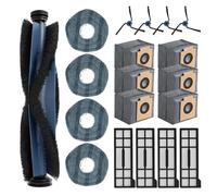 19 Accesorios de Repuesto para aspiradora Eufy X10 Pro Omni, 1 Cepillo Principal, 6 bolsas para el polvo, 4 Filtros HEPA, 4 Cepillos Laterales, 6 Toallitas, piezas de repuesto para robot aspirador