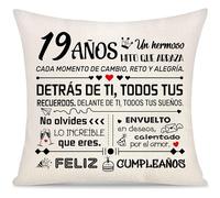 19 Años Cumpleaños Funda de Cojín Regalo para Mujer Chicas Chicos Hija Hijo Hermana Hermano Nieta Sobrina Amigas Amigos Regalos del Inspirador 19 Años Feliz Cumpleaños Regalos Funda de Almohada (19)