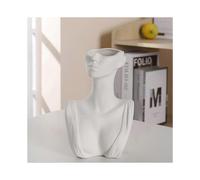 19 CM Female Body Vase Ceramic Body Art Vase Modern Face Vase Head Vase Human Sculpture Vase Flower Holder for Home Office Table Decor, White