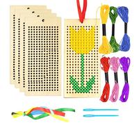 19 kits de punto de cruz de madera, kit de bordado para principiantes de bordado, kit de bordado de punto de cruz, kits de marcadores de punto de cruz, agujas, principiantes, proyectos de bricolaje