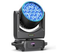 19 LED 285W Wash Luz de Cabeza Móvil, RGBW 4 en 1 Profesional Zoom Etapa Luz con Tira de Luz para Fiesta KTV Concierto DJ Navidad Boda Celebraciones