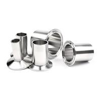 19 mm 25 mm 38 mm 51 mm 63 mm 76 mm 102 mm Sanitario SS304 Acero inoxidable Tri abrazadera Tubo de soldadura de virola de soldadura larga, altura 50 mm-60 mm(316L,89mm x Ferrule 106)