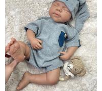 19'' Muñeca de Silicona de Cuerpo Completo Pascale Niño, afroamericana, Realista, recién Nacida, durmiendo, Pintada en 3D para niños