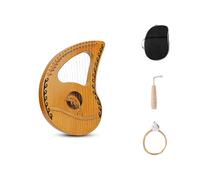 19-Note Mini Lyre Harp - Instrumento musical portátil para principiantes, incluye bolsa de almacenamiento, cuerdas de repuesto, llave de afinación, ideal para el hogar y viajes (Natural)