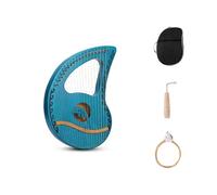 19-Note Mini Lyre Harp - Instrumento musical portátil para principiantes, incluye bolsa de almacenamiento, cuerdas de repuesto, llave de afinación, ideal para el hogar y viajes (Blue)