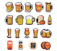 19 piezas de cerveza para zapatos de caricatura de zapatos colgantes decoración de zapatos colgantes para Crocs sandalias niños PVC Shoe Charm para Crocs regalo para niños niños niñas adultos, talla