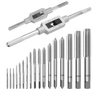 19 Piezas Juego de Machos y Terrajas, M1-M3,5, M4, M5, M6, M8, M10, M12 Macho de Roscar Métrico Set, Juego de Machos de Roscar Manual con Grifo Llave Ajustable, para Cortar, Roscar, y Moldear Tuercas
