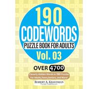 190 Codewords Puzzle Book For Adults (Vol 03): Large Print Codeword Books For Adults, Teens, Seniors, and More!