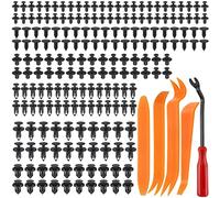 190 Pcs Grapas Coche con 5 Piezas Herramientas Desmontaje Coche, Remaches Plastico Coche Universal 6 Tamaño Común, Herramientas Coche Grapas Coche Paneles de Puerta de Parachoques Accesory para Coche
