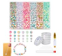 1901 Piezas Perlas De Colores Con 4.5/7.6/10.2cm InyeccióN, Tijeras, Botella, Cuerdas, 4/6/8/10 Mm Abalorios Artesanales De Cristal Para Pulseras Y Collares, Perlas De ImitacióN Para Hacer Joyas