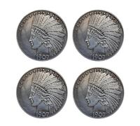 1907 Grandes monedas antiguas conmemorativas americanas 4 piezas- Dólares Morgan sin circulación-Descubrir la historia de las monedas de EE.UU. (Dar aleatoriamente 1ps, recibir 2ps)