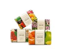 1916 - Pack Jabones 4 x 200 gr, Mandarina, Grosella, Pomelo y Gardenia, Jabón Natural, Jabón en Pastilla, Método Tradicional, de Manos y Facial, Flor y Fruta Mediterránea, Fragancia Deliciosa