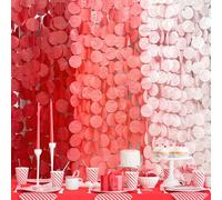 192 pies rojo decoraciones de fiesta rojo guirnalda grande ombre rojo lunares fondo streamer papel de seda círculo puntos guirnalda colgante para cumpleaños, graduación, compromiso, aniversario de