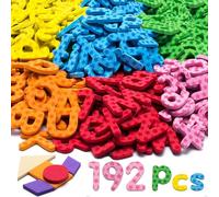 192 Piezas de Letras y Números Magnéticos de Espuma con 9 Colores, Bloques de Patrones y Símbolos, Juguete de Alfabeto para Nevera, Cumpleaños para Niños en Edad Preescolar