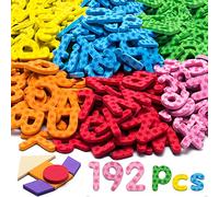 192 Piezas Letras Magnéticas en Gomaespuma de Colores con Formas Geométricas, Símbolos y Números - Imanes del Alfabeto Educativos para Niños de Preescolar para Aprender Jugar o Pegar en la Nevera