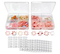 192 Uñas Falsas Para Niños Y 8 Pegatinas De Cinta De Doble Cara, Piezas Divertidas De Arte De Uñas, Pegatinas De Cinta De Doble Cara Impermeable, Decoraciones Navideñas.