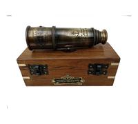 1920 Dollond London Brass Maritime Telescopio Vintage Nutico Spyglass Antique Monteado Solid Brass Pirate Pirate de 15 pulgadas con caja de madera.