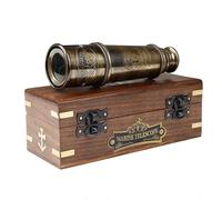 1920 DOLLOND London Brass Maritime Vintage Telescopio náutico Spyglass antiguo montado en latón macizo de 15 pulgadas telescopio pirata con caja de madera.