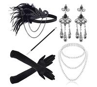 1920s Set de Accesorios Disfraz,Juego de Accesorios de Aleta de los años 20,Años 20 Disfraces Accesorios ,Accesorios Great Gatsby para Mujeres, para Fiestas Temáticas,conjunto de fantasía Charleston