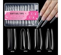 192x Puntas De Gel Suave Bailarinas Uñas Postizas Extra Largas Cubierta Transparente Prensa En Suministros