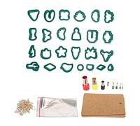 193 cortadores de pendientes de arcilla polimérica, herramientas de joyería de arcilla DIY, cortadores de acero inoxidable de 25 formas para llaveros, collares, con perforadoras, (verde oscuro)