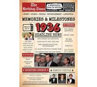 1936 The Birthday Times: Memories, Milestones, and a Memorable Year in Review: Relive 1936 Through Sports, People, Lifestyle and Entertainment. The Perfect Birthday Gift for Someone Special