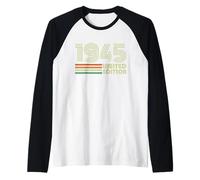 1945 Vintage Retro Regalo Cumpleaños 80 Años Hombres Mujeres Camiseta Manga Raglan