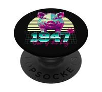 1947 Año del Cerdo Cumpleaños 80 Retro Chino Signo del Zodiaco PopSockets PopGrip Adhesivo