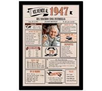 1947 / Con 5 campos Personalizables / Tarjeta Regalo Cumpleaños / 79 Aniversario / Año de Nacimiento / Cartel Decoración Fiesta / Felicitación 79 años Hombre o Mujer / Regalo Original y Especial