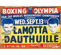 1950 Jake Lamotta Boxing In Detroit Vintage Look Reproducción Metal Cartel 8 x 12 pulgadas