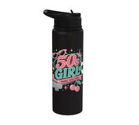 1950s Retro Rockabilly Pinup Vintage Style for Women Stainless Steel Insulated Water Bottle