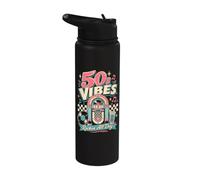 1950s Retro Vintage Fifties Rockabilly Sock Hop Nostalgia Stainless Steel Insulated Water Bottle