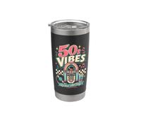 1950s Retro Vintage Fifties Rockabilly Sock Hop Nostalgia Vaso térmico de acero inoxidable de doble pared