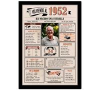 1952 / Con 5 campos Personalizables / Tarjeta Regalo Cumpleaños / 74 Aniversario / Año de Nacimiento / Cartel Decoración Fiesta / Felicitación 74 años Hombre o Mujer / Regalo Original y Especial