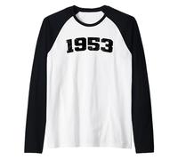 1953 Vintage Arched Varsity Retro Distressed Cumpleaños Año Camiseta Manga Raglan