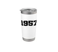 1957 Vintage Arched Varsity Retro Distressed Cumpleaños Año Vaso térmico de acero inoxidable de doble pared