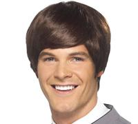 1960s Masculino Mod Peluca 60s Disfraz Estrella Del Pop Marrón Por Smiffys