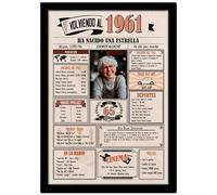 1961 / Con 5 campos Personalizables / Tarjeta Regalo Cumpleaños / 65 Aniversario / Año de Nacimiento / Cartel Decoración Fiesta / Felicitación 65 años Hombre o Mujer / Regalo Original y Especial