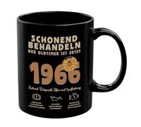 1966 Regalo 60 Cumpleaños Hombre Taza Tratamiento Suave Oldtimer ist 60, Divertida Taza de Café como Regalo de Cumpleaños para Hombres, Marido, Papá, Abuelo, Amigo, Colega, Hermano, Cerámica 350 ml